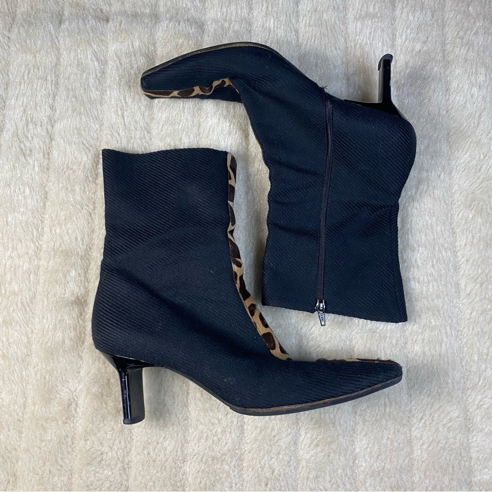 𝅺DI Sandro Supreme Animal Print Black Square Toed Boot